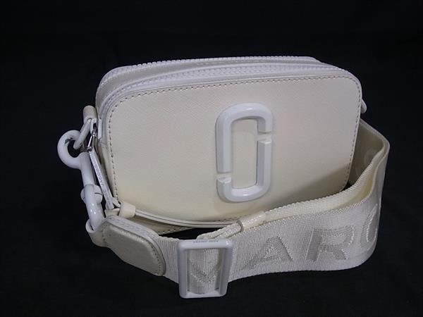 1円 ■美品■ MARC JACOBS マークジェイコブス スナップショット レザー クロスボディ ショルダーバッグ 斜め掛け アイボリー系 FP8716拍卖