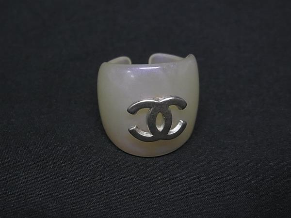 1円 CHANEL シャネル ココマーク リング 指輪 アクセサリー 約13号 レディース アイボリー系×シルバー系 FU5877拍卖