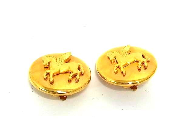 1円 ■美品■ HERMES エルメス ペガサス クリップ式 イヤリング アクセサリー レディース ゴールド系 FU5643拍卖