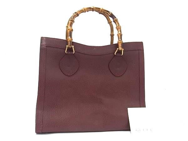 1円 ■美品■ GUCCI グッチ 002 2853 0260 バンブー レザー ハンドバッグ トートバッグ レディース ブラウン系 FP8632拍卖