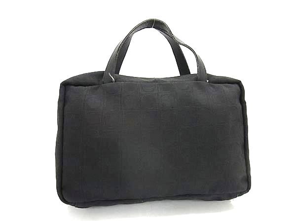 1円 Salvatore Ferragamo フェラガモ AU-22-1276 ガンチーニ柄 キャンバス メイクポーチ 小物入れ ハンドバッグ ブラック系 FP8634拍卖