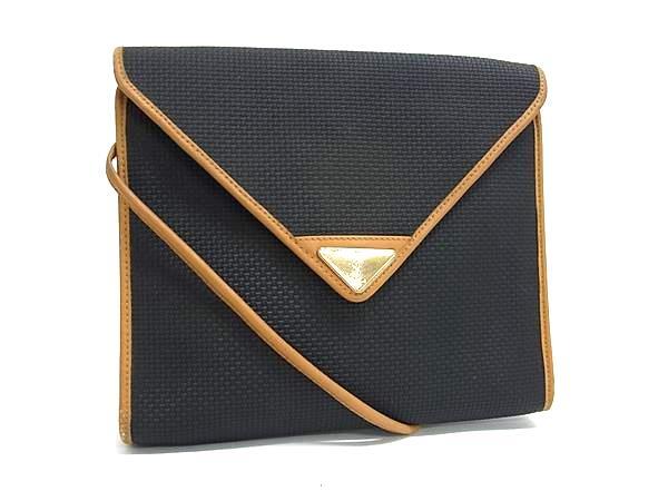 1円 YVESSAINTLAURENT イヴサンローラン ヴィンテージ PVC ショルダーバッグ クロスボディ 斜め掛けかばん レディース ブラック系 FP8636拍卖