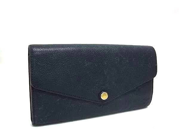 1円 LOUIS VUITTON ルイヴィトン M62125 モノグラムアンプラント ポルトフォイユ サラ 二つ折り 長財布 ウォレット ネイビー系 FN7884拍卖