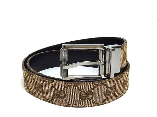 1円 ■美品■ GUCCI グッチ GG柄 GGキャンバス シルバー金具 ベルト 表記サイズ90・36 メンズ レディース ブラウン系 FU5737拍卖