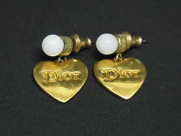 1円 ChristianDior クリスチャンディオール ハート ピアス アクセサリー レディース ゴールド系 BQ2676拍卖