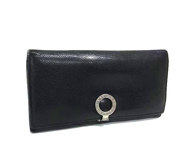 1円 BVLGARI ブルガリ ブルガリブルガリ レザー 二つ折り 長財布 ウォレット 札入れ 小銭入れ カード入れ メンズ ブラック系 FN7841拍卖