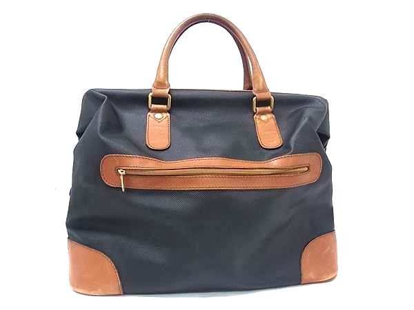 1円 BOTTEGA VENETA ボッテガヴェネタ マルコポーロ PVC×レザー ハンドバッグ トート メンズ ブラック系×ブラウン系 FT2130拍卖