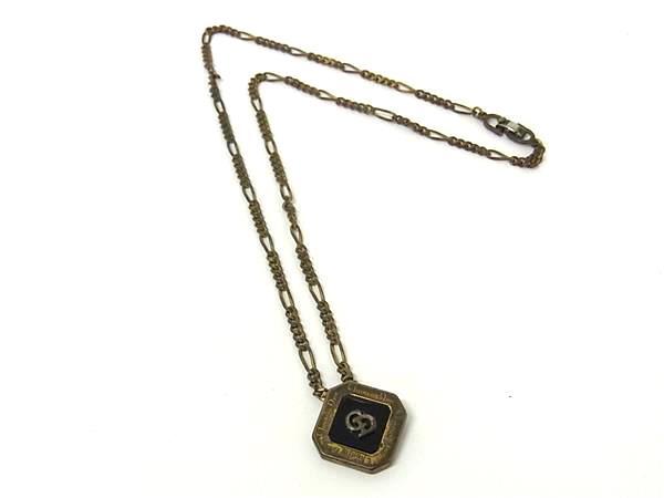 1円 ChristianDior クリスチャンディオール ヴィンテージ ネックレス ペンダント アクセサリー ゴールド系×ブラック系 FS7154拍卖