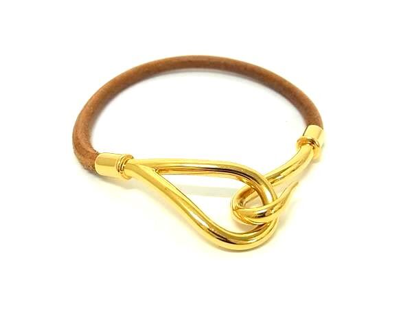 1円 ■極美品■ HERMES エルメス ジャンボ レザー ゴールド金具 ブレスレット アクセサリー レディース メンズ ブラウン系 FS6958拍卖