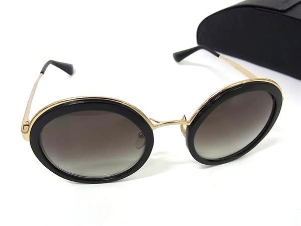 1円 PRADA プラダ SPR50T 1AB-0A7 サングラス メガネ 眼鏡 レディース メンズ ブラック系×ゴールド系 FU5219拍卖