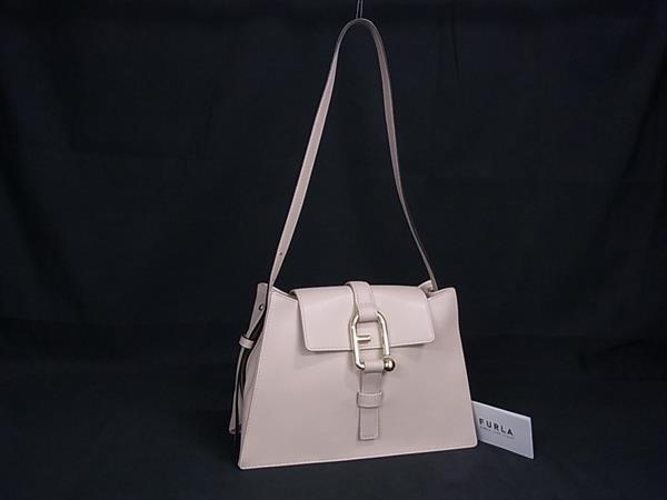 1円 ■美品■ FURLA フルラ ヌヴォラ レザー ワンショルダーバッグ 肩掛け レディース ピンクベージュ系 FU5136拍卖