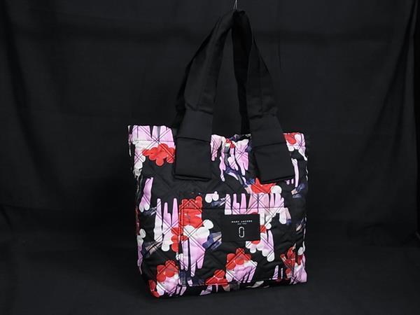 1円 ■極美品■ MARC JACOBS マークジェイコブス ナイロン 総柄 トートバッグ ショルダー 肩掛け ブラック系×マルチカラー FU5137拍卖