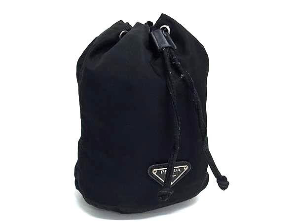 1円 PRADA プラダ テスートナイロン 巾着型 ポーチ マルチケース 小物入れ レディース メンズ ブラック系 BQ2592拍卖
