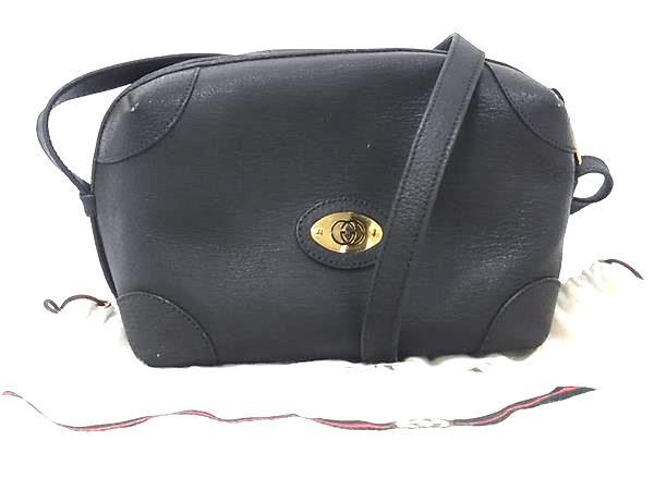 1円 GUCCI グッチ 007 101 5294 オールドグッチ ヴィンテージ レザー クロスボディ ショルダーバッグ 斜め掛け ブラック系 BQ2599拍卖