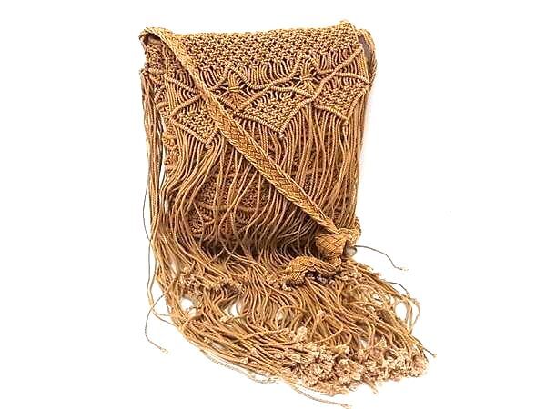 1円 Ralph Lauren Rugby ラルフローレンラグビー タッセル 編み込み クロスボディ ショルダーバッグ レディース ブラウン系 FU5179拍卖