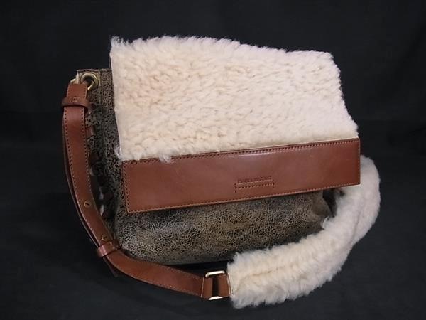 1円 ■極美品■ ISABEL MARANT イザベルマラン ボア×レザー ショルダーバッグ クロスボディ 斜め掛け ブラウン系×ブラック系 FU4897拍卖
