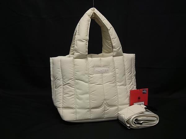 1円 ■美品■ HUNTER ハンター イントレピッド パファー ミニ PVC 2WAY ハンドバッグ トート ショルダー レディース アイボリー系 FU5114拍卖