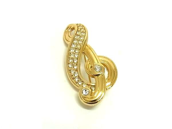 1円 ■極美品■ ChristianDior ディオール ヴィンテージ ラインストーン ピンブローチ ピンバッジ アクセサリー ゴールド系 FS6404拍卖