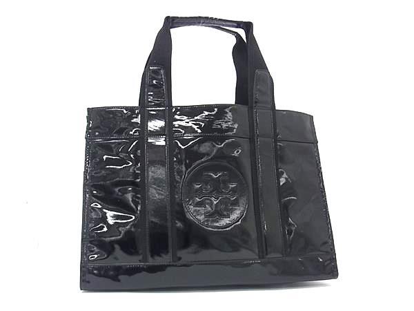 1円 TORY BURCH トリーバーチ エラ パテントレザー トートバッグ ハンドバッグ レディース ブラック系 FU4944拍卖