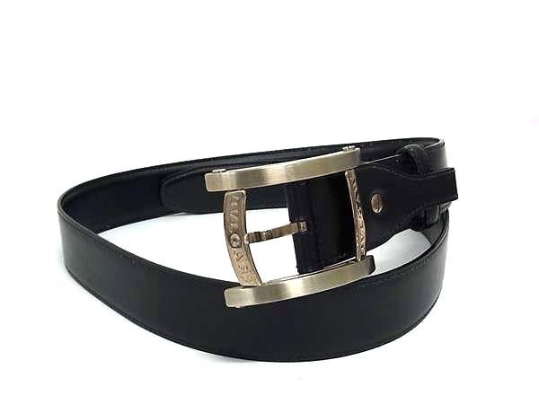 1円 ■美品■ BVLGARI ブルガリ アショーマ レザー ベルト 表記サイズ 115/46 メンズ ブラック系 FU4667拍卖