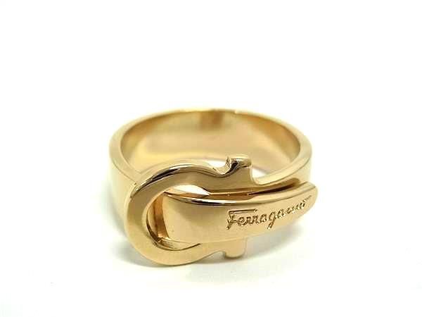 1円 ■美品■ Salvatore Ferragamo フェラガモ ガンチーニ スカーフリング スカーフ留め アクセサリー レディース ゴールド系 FS6248拍卖