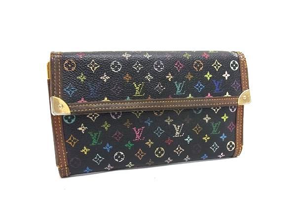 1円 LOUIS VUITTON ルイヴィトン M92658 モノグラムマルチカラー ポルトトレゾールインターナショナル 三つ折り 長財布 ブラック系 FS5837拍卖