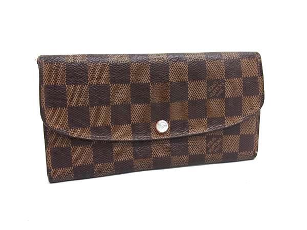 1円 LOUIS VUITTON ルイヴィトン N63544 ダミエ ポルトフォイユ エミリー 二つ折り 長財布 ウォレット ブラウン系×レッド系 FS6097拍卖
