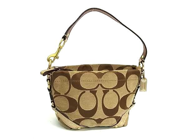 1円 COACH コーチ シグネチャー キャンバス×レザー ワンハンドル ハンドバッグ ショルダー 肩掛け レディース ブラウン系 FP8035拍卖