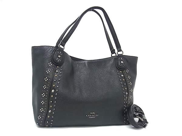 1円 ■美品■ COACH コーチ 57241 レザー 2WAY クロスボディ ハンドバッグ ショルダー 斜め掛け レディース ブラック系 FP8069拍卖