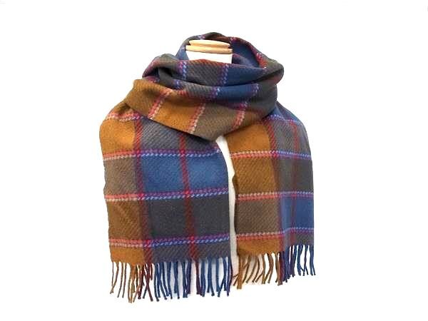 1円 ■美品■ Ermenegildo Zegna エルメネジルド ゼニア ウール×カシミヤ チェック柄 フリンジ マフラー 防寒具 ブラウン系 BN6030拍卖