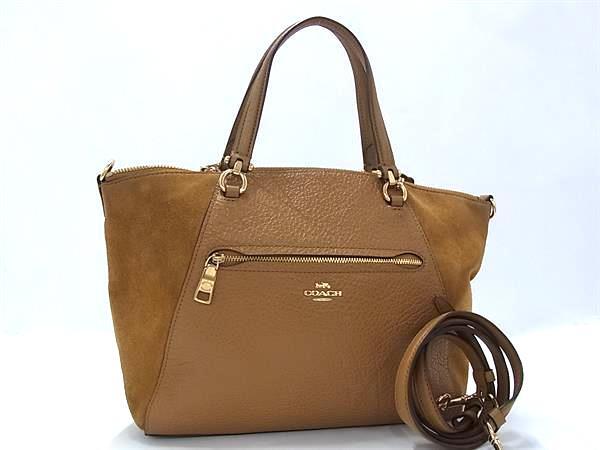 1円 COACH コーチ F79999 レザー×スエード 2WAY クロスボディ ショルダーバッグ ハンドバッグ 斜め掛け レディース キャメル系 FS5578拍卖
