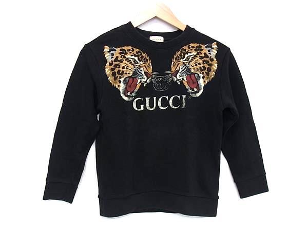 1円 GUCCI グッチ インターロッキングG コットン100% タイガー トレーナー スエット トップス 表記サイズ 10 ブラック系 FU2521拍卖