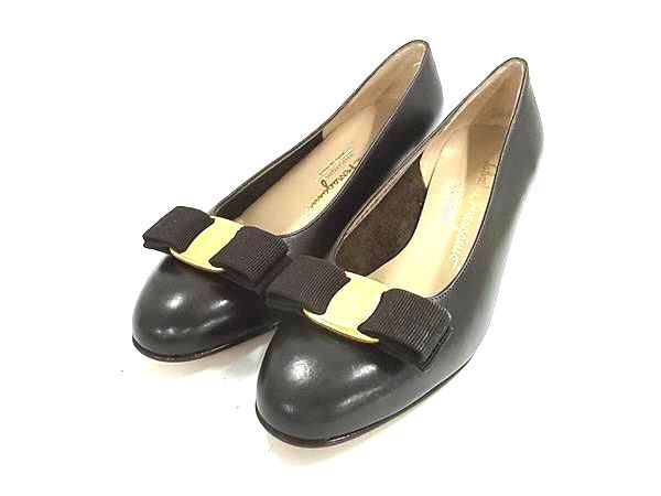 Salvatore Ferragamo フェラガモ レザー ヒール パンプス サイズ6 (約23.5cm) 靴 シューズ レディース ブラウン系 DK5019拍卖