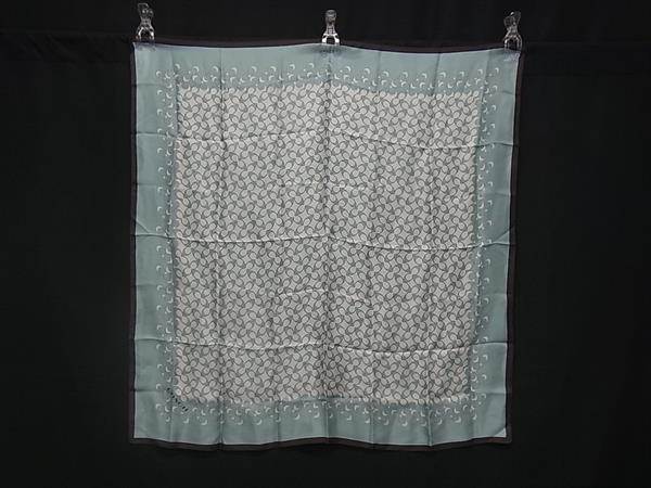 ■美品■ COACH コーチ シグネチャー シルク100% スカーフ ストール ショール レディース ブラウン系×ブルー系×アイボリー系 DJ2193拍卖