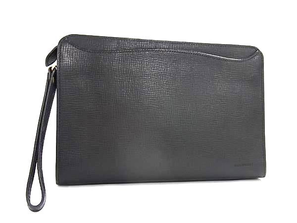 1円 BURBERRY バーバリー レザー クラッチバッグ セカンドバッグ メンズ ブラック系 FR6653拍卖