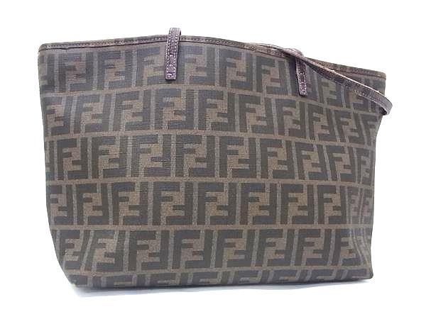 1円 FENDI フェンディ ズッカ柄 PVC トートバッグ ショルダーバッグ 肩掛けかばん レディース ブラウン系 GA4519拍卖