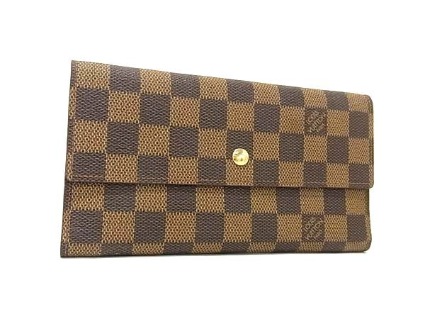 1円 ■美品■ LOUIS VUITTON ルイヴィトン N61215 ダミエ ポルトトレゾール インターナショナル 三つ折り 長財布 ブラウン系 FT2334拍卖