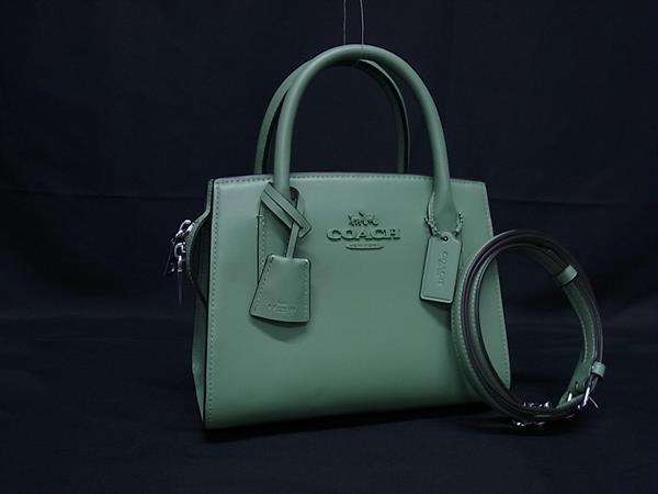 1円 ■極美品■ COACH コーチ CP081 アンドレア キャリーオール レザー 2WAY ハンドバッグ ショルダー 斜め掛け グリーン系 FU4913拍卖
