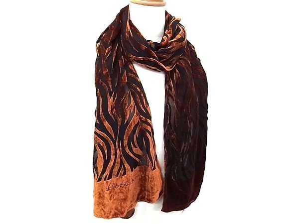 1円 ■美品■ Salvatore Ferragamo フェラガモ ビスコース×シルク マフラー ストール ショール レディース ブラウン系 FP2012拍卖