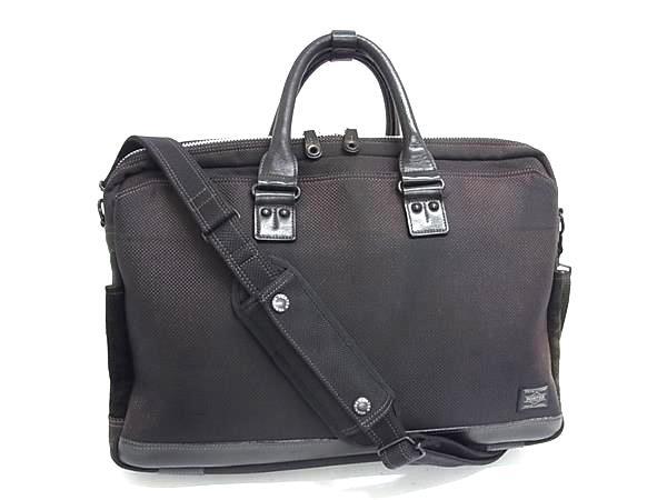 1円 PORTER ポーター キャンバス×レザー 2WAY クロスボディ ビジネスバッグ ブリーフケース 書類かばん ショルダー ブラック系 BT0036拍卖
