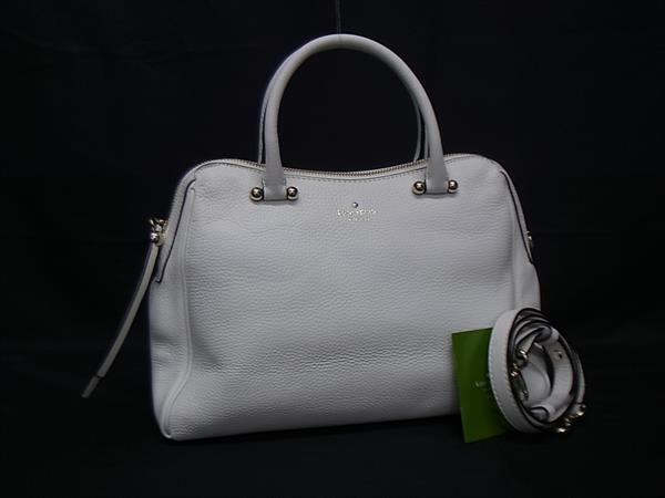 1円 ■美品■ kate spade ケイトスペード レザー 2WAY ハンドバッグ トートバッグ ショルダー 斜め掛け レディース アイボリー系 GB2712拍卖