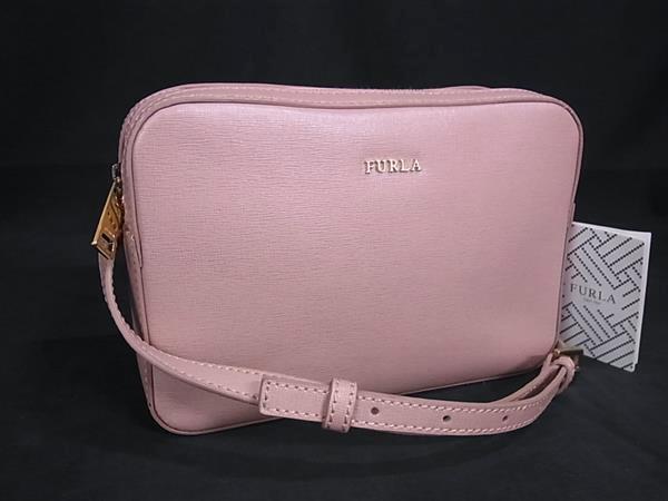 1円 ■極美品■ FURLA フルラ リリー レザー クロスボディ ショルダーバッグ 肩掛け 斜め掛け レディース ピンク系 FU2734拍卖