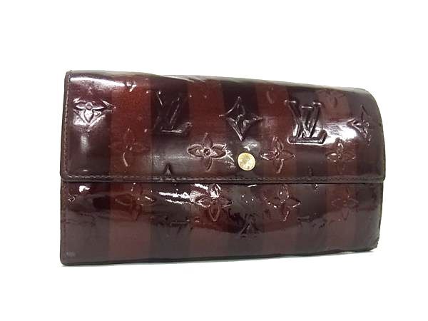 1円 LOUIS VUITTON ルイヴィトン M91715 モノグラムヴェルニ ポルトフォイユ サラ 二つ折り 長財布 ウォレット 札入れ ブラウン系 FV4001拍卖