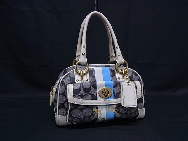 1円 ■美品■ COACH コーチ 13194 シグネチャー PVC ハンドバッグ ミニバッグ レディース グレー系 GB2415拍卖