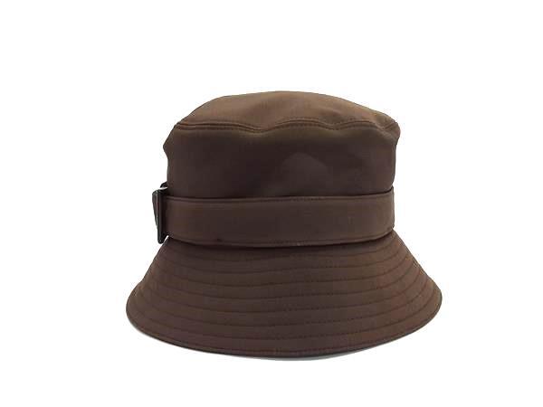 1円 PRADA プラダ ナイロン90%×ライクラ10% バケットハット 帽子 表記サイズ L レディース メンズ ブラウン系 FL8553拍卖