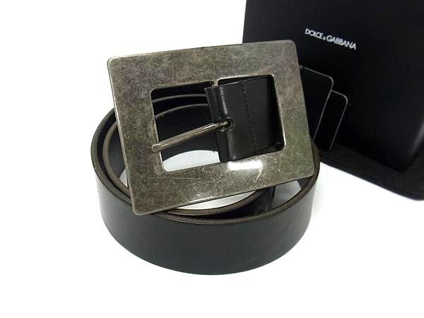 1円 DOLCE&GABBANA ドルチェ&ガッバーナ レザー シルバー金具 ベルト 表記サイズ 48/90 メンズ ブラック系 FV4011拍卖