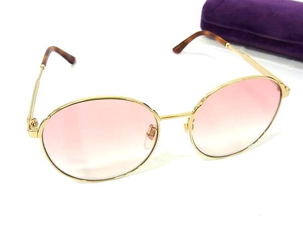 1円 ■美品■ GUCCI グッチ GG0206SK 004 インターロッキングG シェリーライン サングラス メガネ 眼鏡 レディース ゴールド系 FT2162拍卖