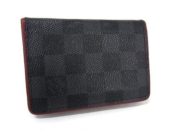 1円 LOUIS VUITTON ルイヴィトン N63257 ダミエグラフィット オーガナイザー ドゥポッシュ カードケース パスケース ブラック系 FV4058拍卖