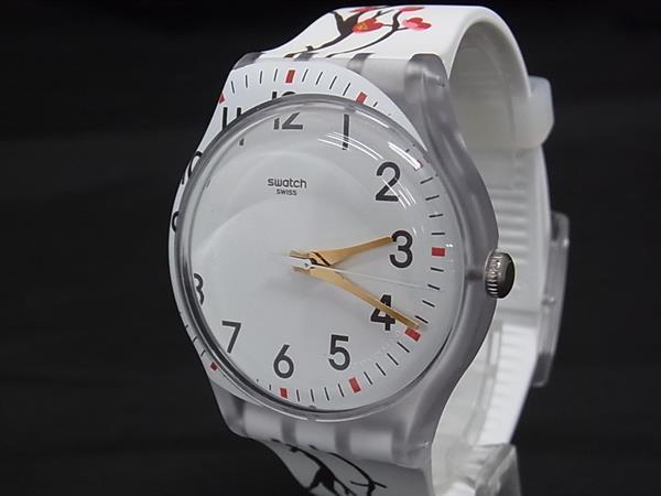 1円 ■稼働品■新品同様■SWATCH スウォッチ SO29K102 ラバー 腕時計 ウォッチ レディース メンズ アイボリー系×マルチカラー BN6072拍卖