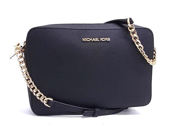 1円 ■美品■ MICHAEL KORS マイケルコース PVC ショルダーバッグ クロスボディ 斜め掛け レディース ブラック系×ゴールド系 FR6602拍卖